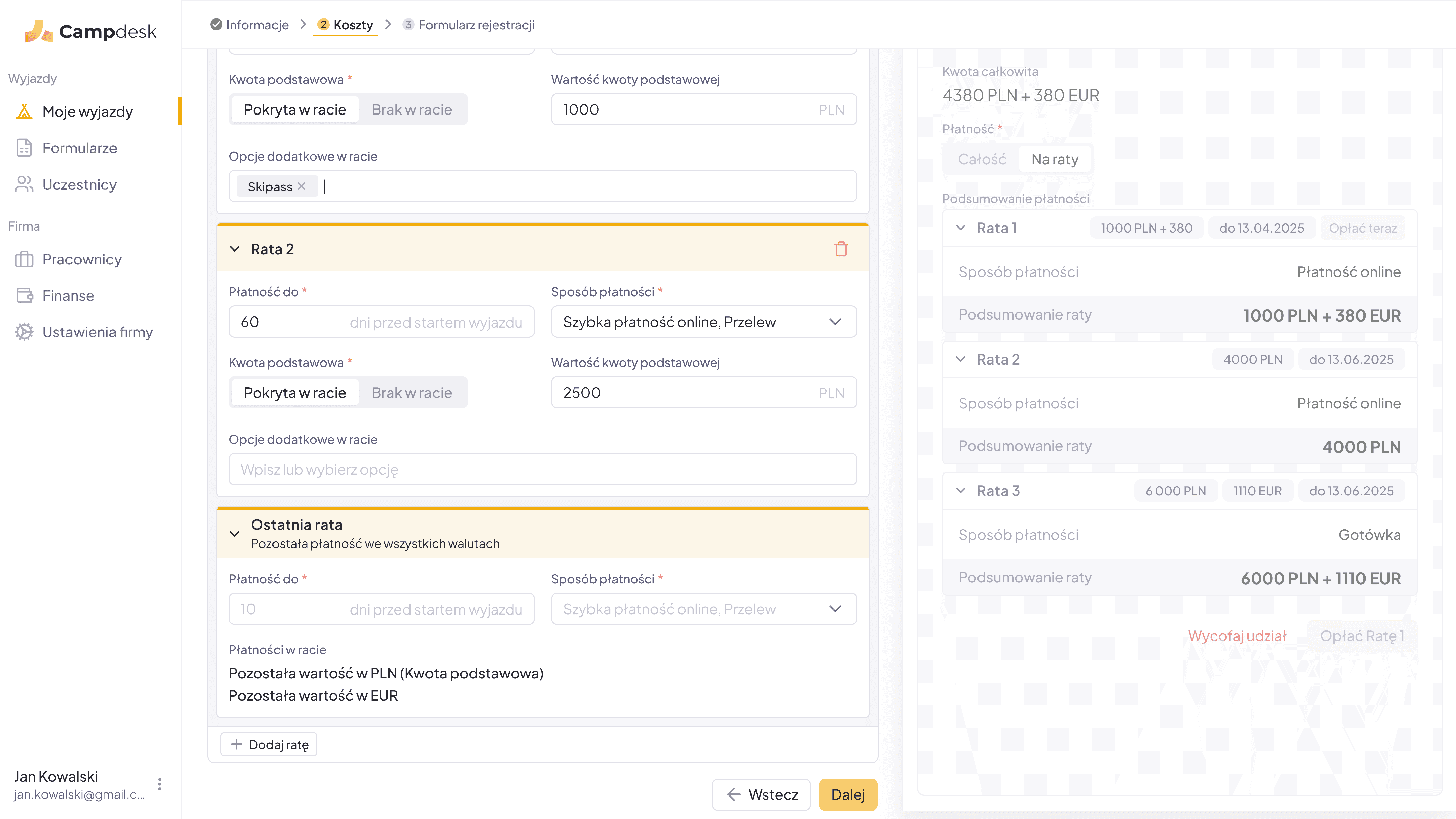 Płatności online w Campdesk