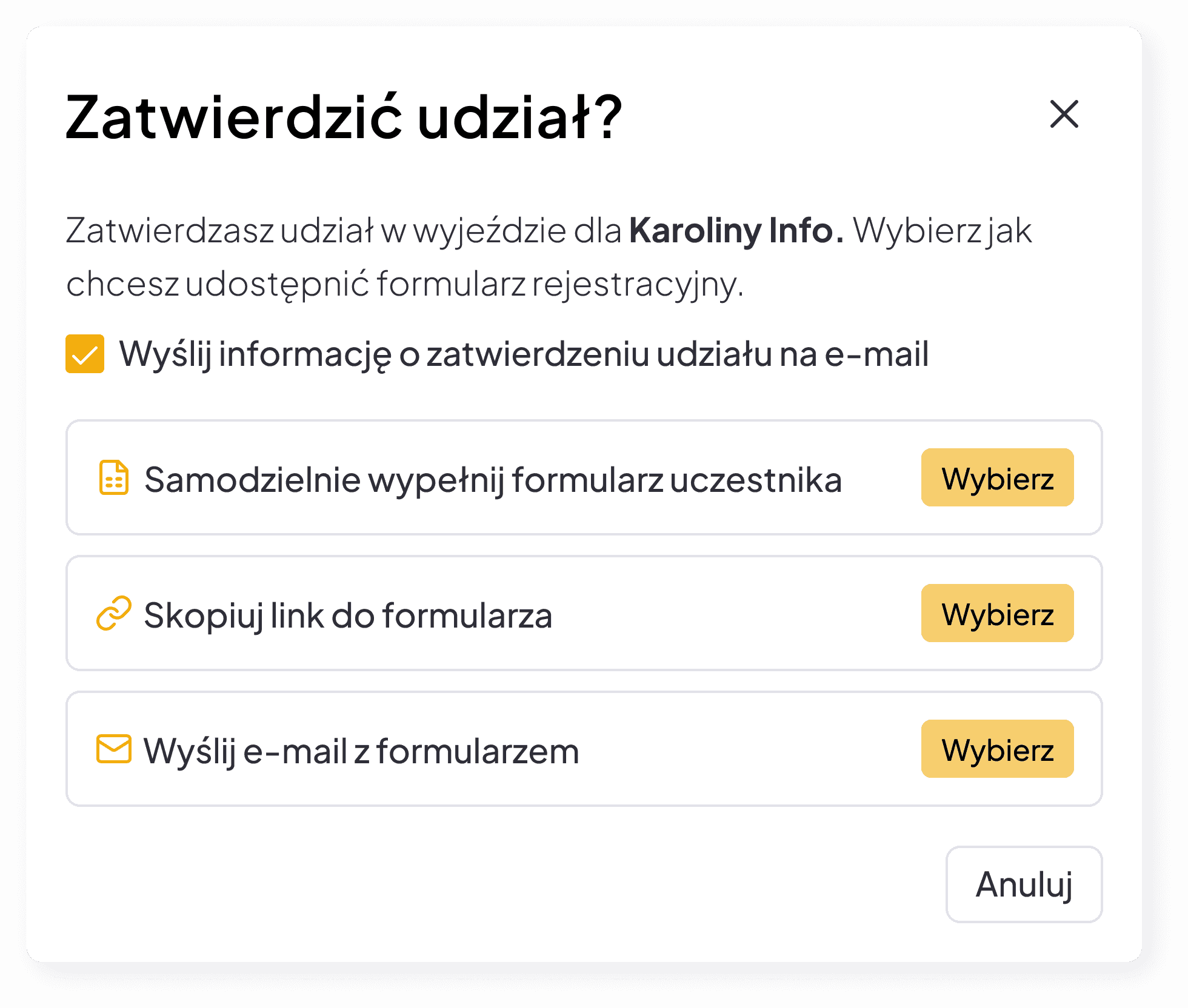 Automatyczne powiadomienie do osoby z listy rezerwowej Automatyczne powiadomienie do osoby z listy rezerwowej